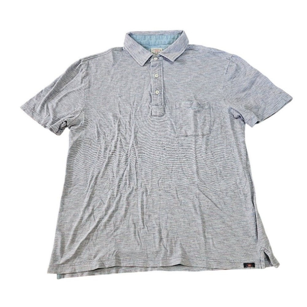 Faherty Polo Shirt Men Medium Blue Red Striped Movement Short-Sleeve Stretch
